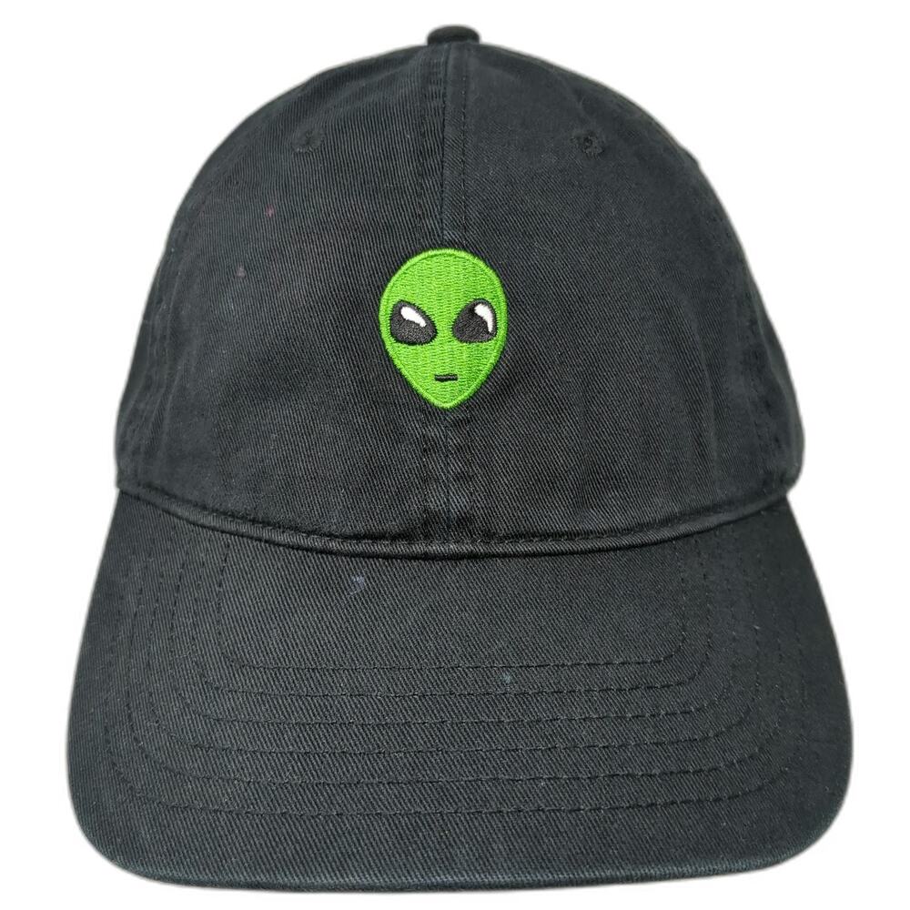 No Boundaries Baseball Cap Black One Size Alien Embroidered Slideback Hat